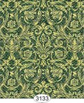 Festive Damask Gold on Green