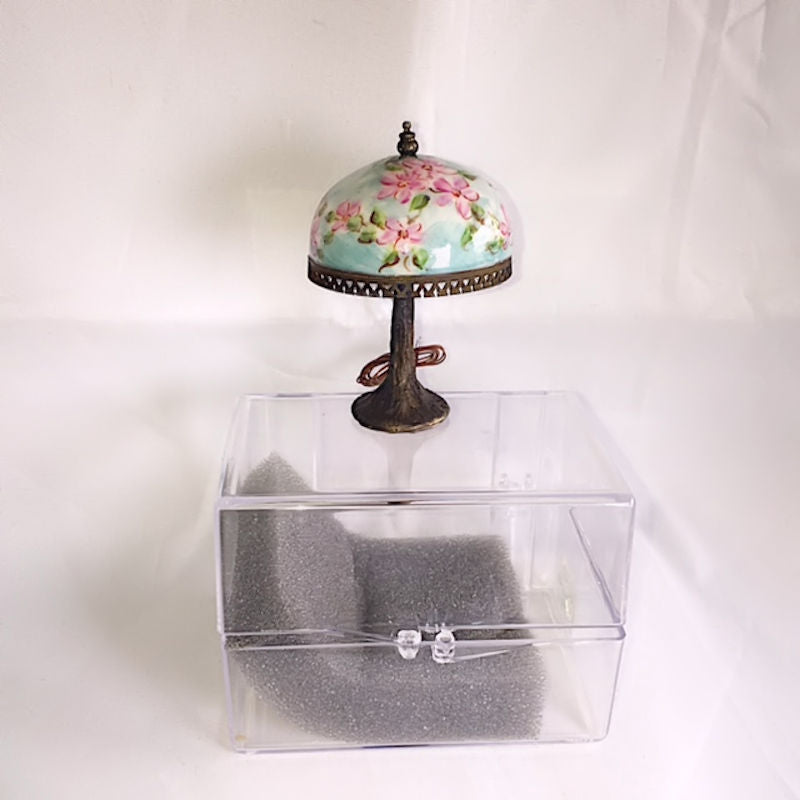 Soft Turquoise and Rose Miniature Table Lamp