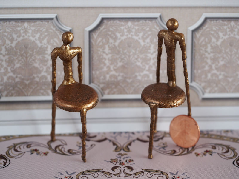 Miniature Bronze Chairs by J. Getzan