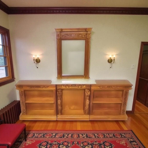 Bespaq Three Piece Fireplace Set with Mirror in New Walnut