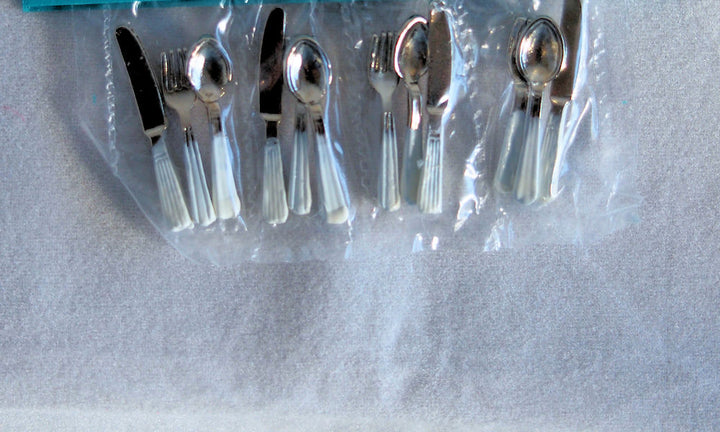 Miniature Flatware in Silver and White