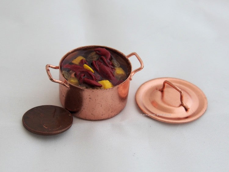 Miniature Lobster Fest in a Copper Pot with Lid
