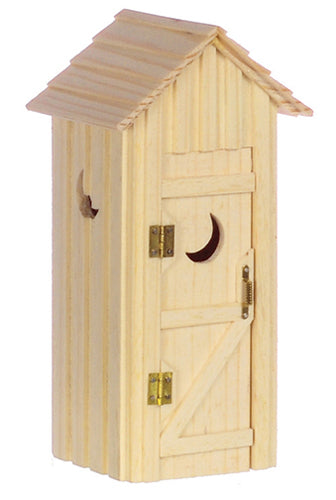 Miniature Wooden Outhouse with Accessories