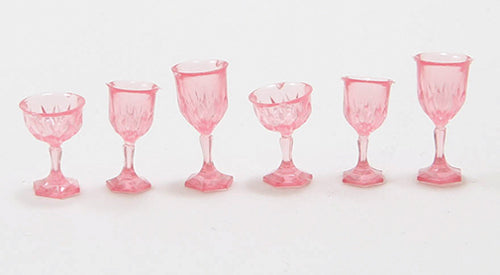 Cut Stemware, Pink, 6/Pc