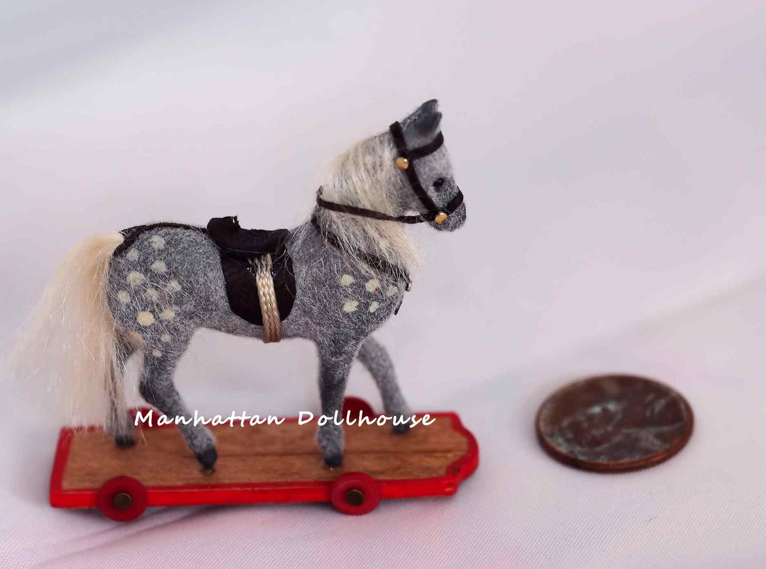 Dollhouse Miniature Pony on Wheels