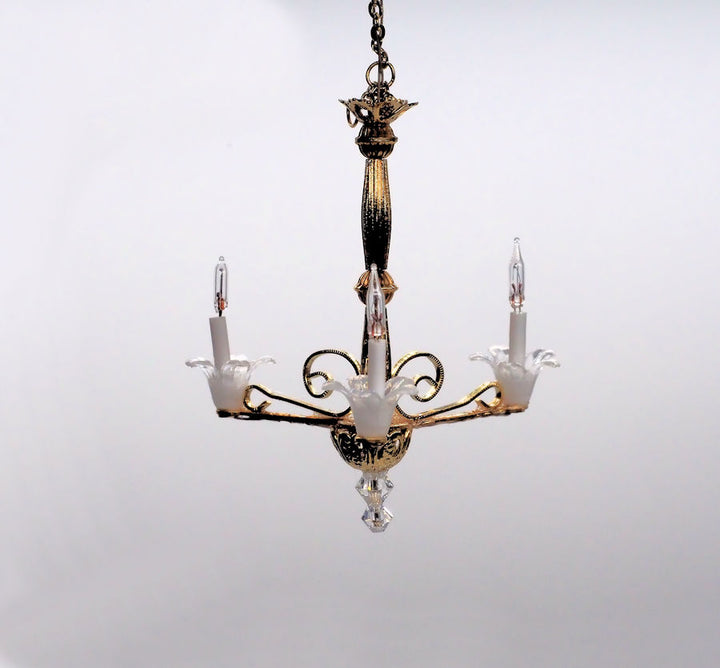 3 Arm Tulip Miniature Chandelier with Candlestick Bulbs