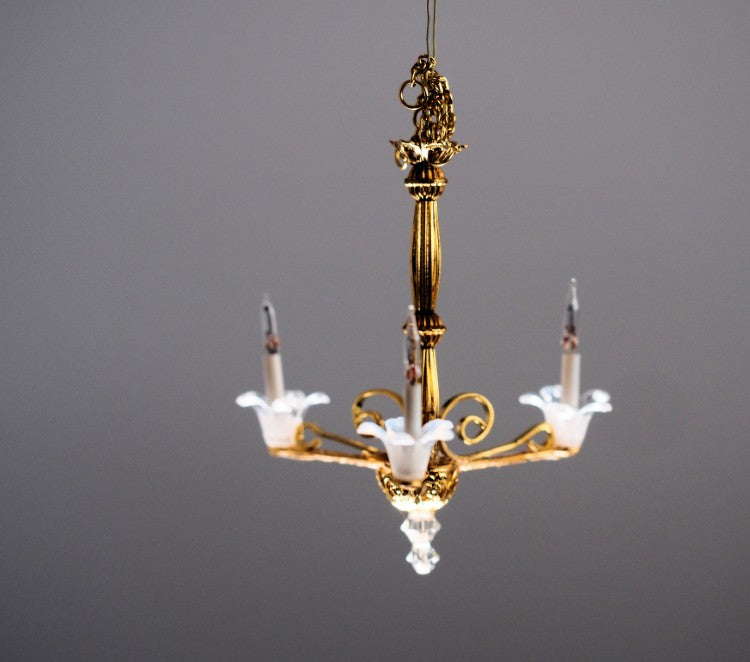 3 Arm Tulip Miniature Chandelier with Candlestick Bulbs