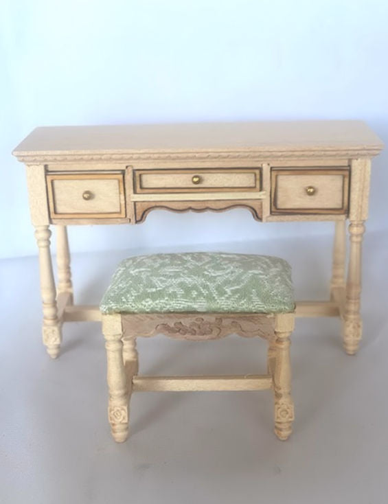 Unfinished Vanity and Stool- Unpainted