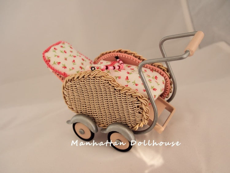 Miniature Wicker Baby Stroller/Carriage