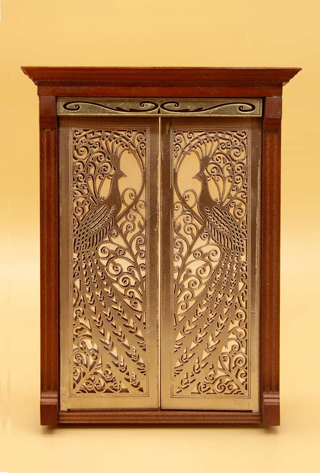 Dollhouse Miniature Peacock Double Door