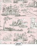 Rose Hill Toile Grey on Pink