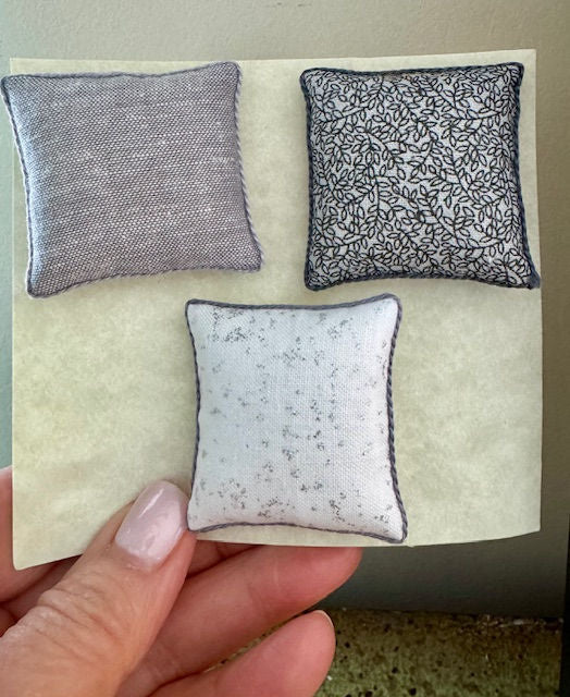 Three Pillow Set, Gray, Silver and White