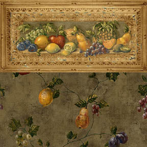 Fruit Pattern with Border Dollhouse Wallpaper