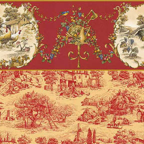 Red Toile Wallpaper