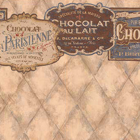 French Chocolate Dollhouse Wallpaper with Border 599B