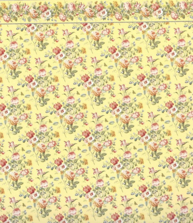 Yellow and Rose Dollhouse Pape with Border 2