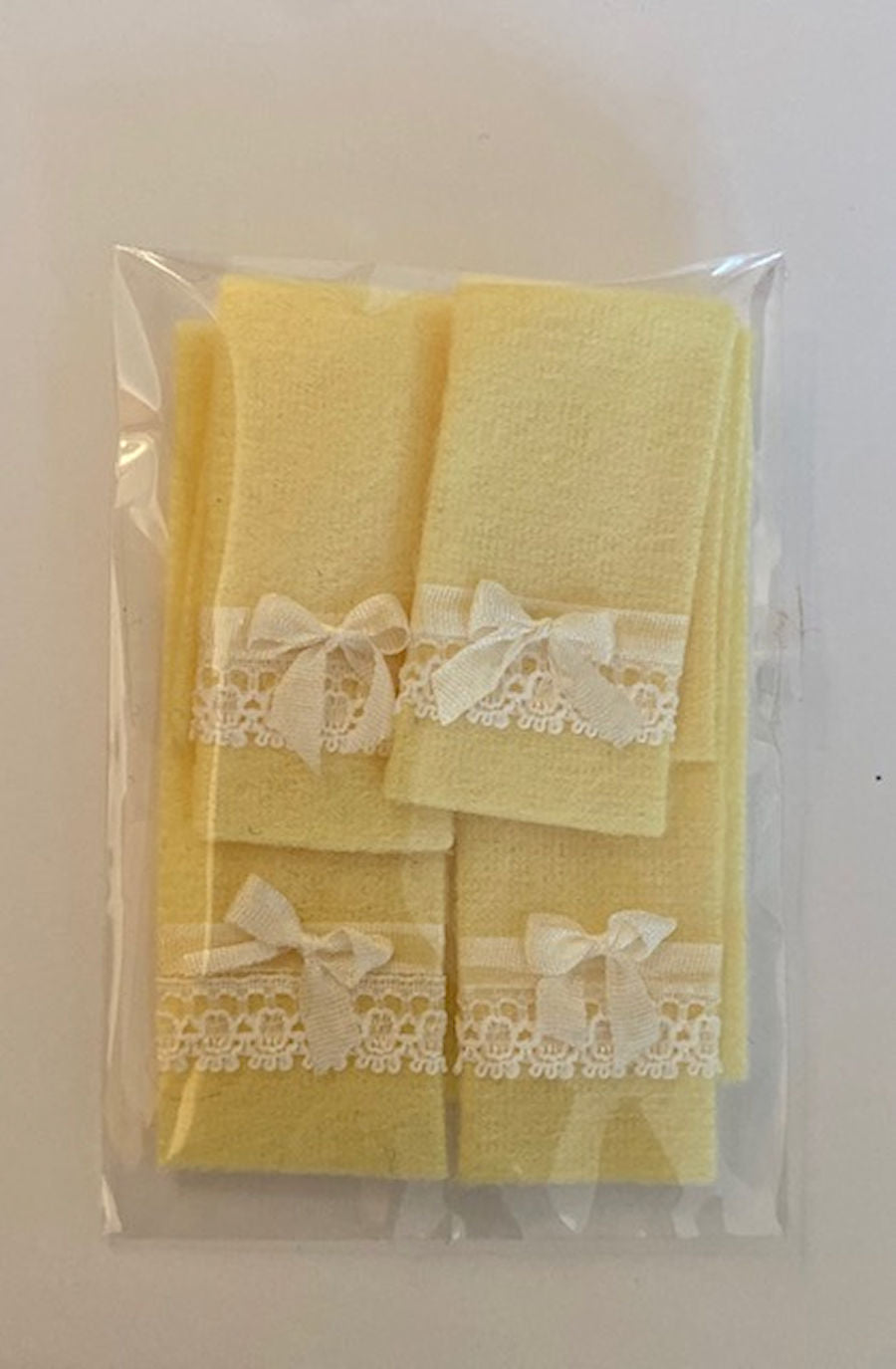 Set of Two-Yellow Bow Dollhouse Towels