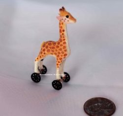 Dollhouse Miniature Giraffe on Wheels