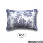Miniature Toile Blue Pillow