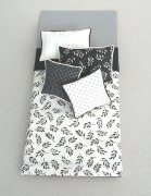 Modern Black and White Dollhouse Bed Cover Set