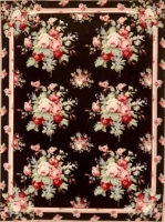 Small Miniature Rectangle Rug, Black and Pink
