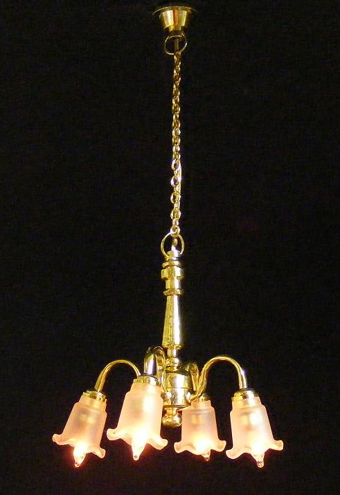 4 Down-Arm Frosted Tulip Chandelier - Click Image to Close