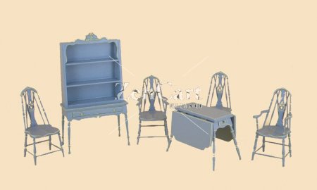 Honeymoon Cottage Dining Room Set Blue - Click Image to Close