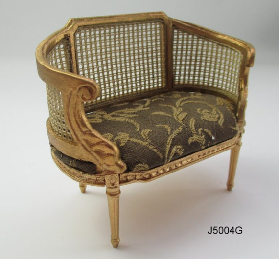 Hand-Made Dollhouse Miniature Settee - Click Image to Close