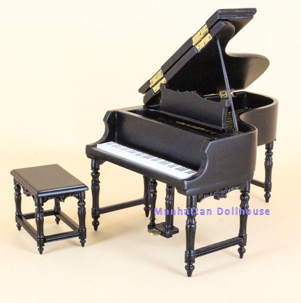 New! Baby Grand Bespaq Piano in Black with Stool - Click Image to Close