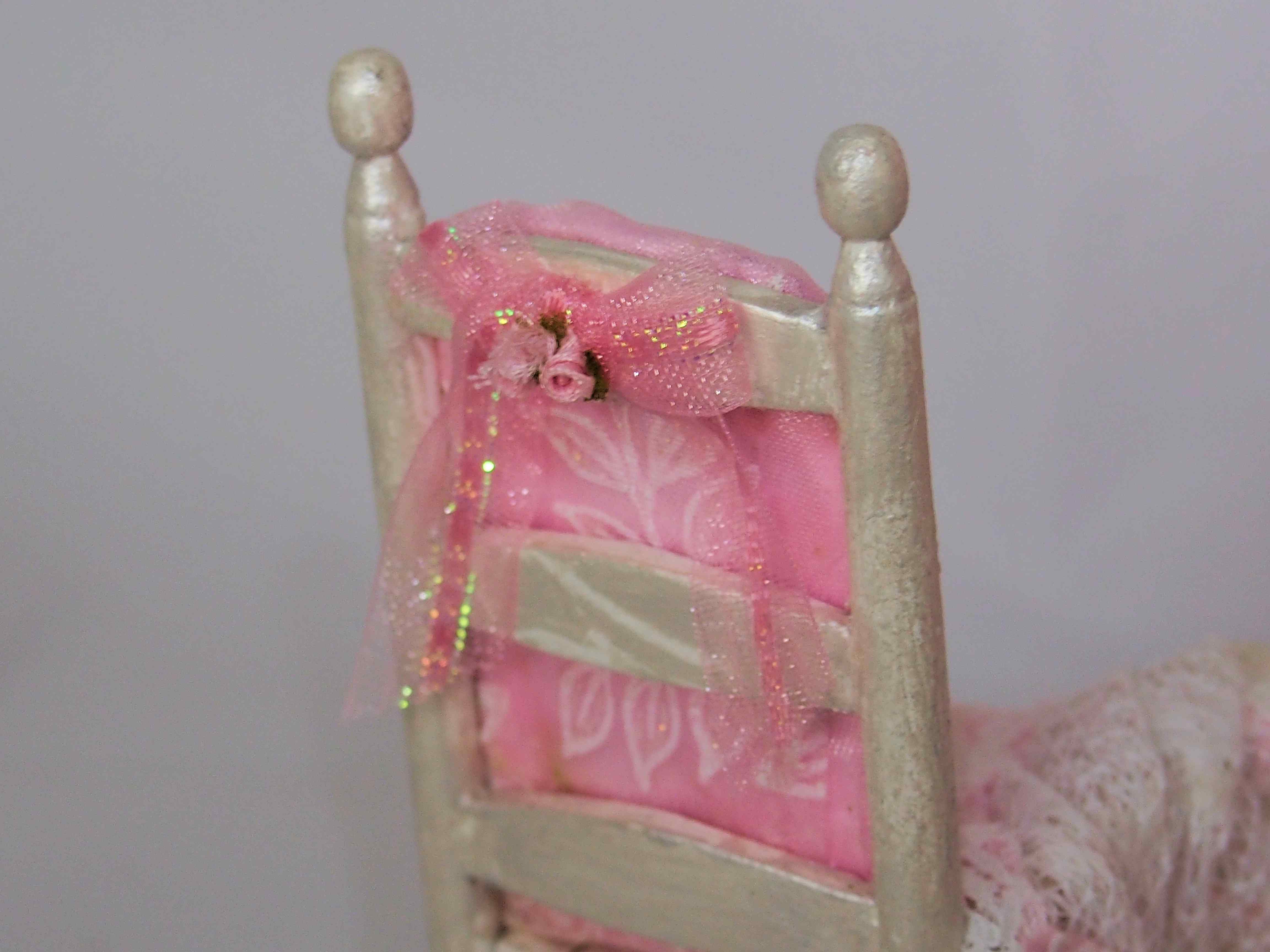 Dollhouse Miniature Pink Canopy Bedroom Set by Serena Johnson - Click Image to Close